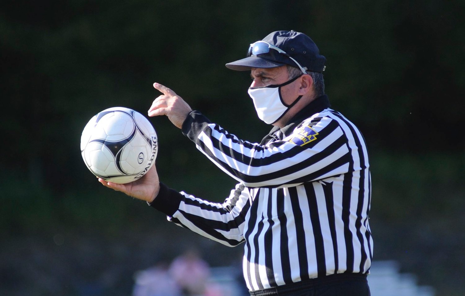 Leading by example. The PIAA officials calling the shots were masked up during the game due to the COVID-19 pandemic.